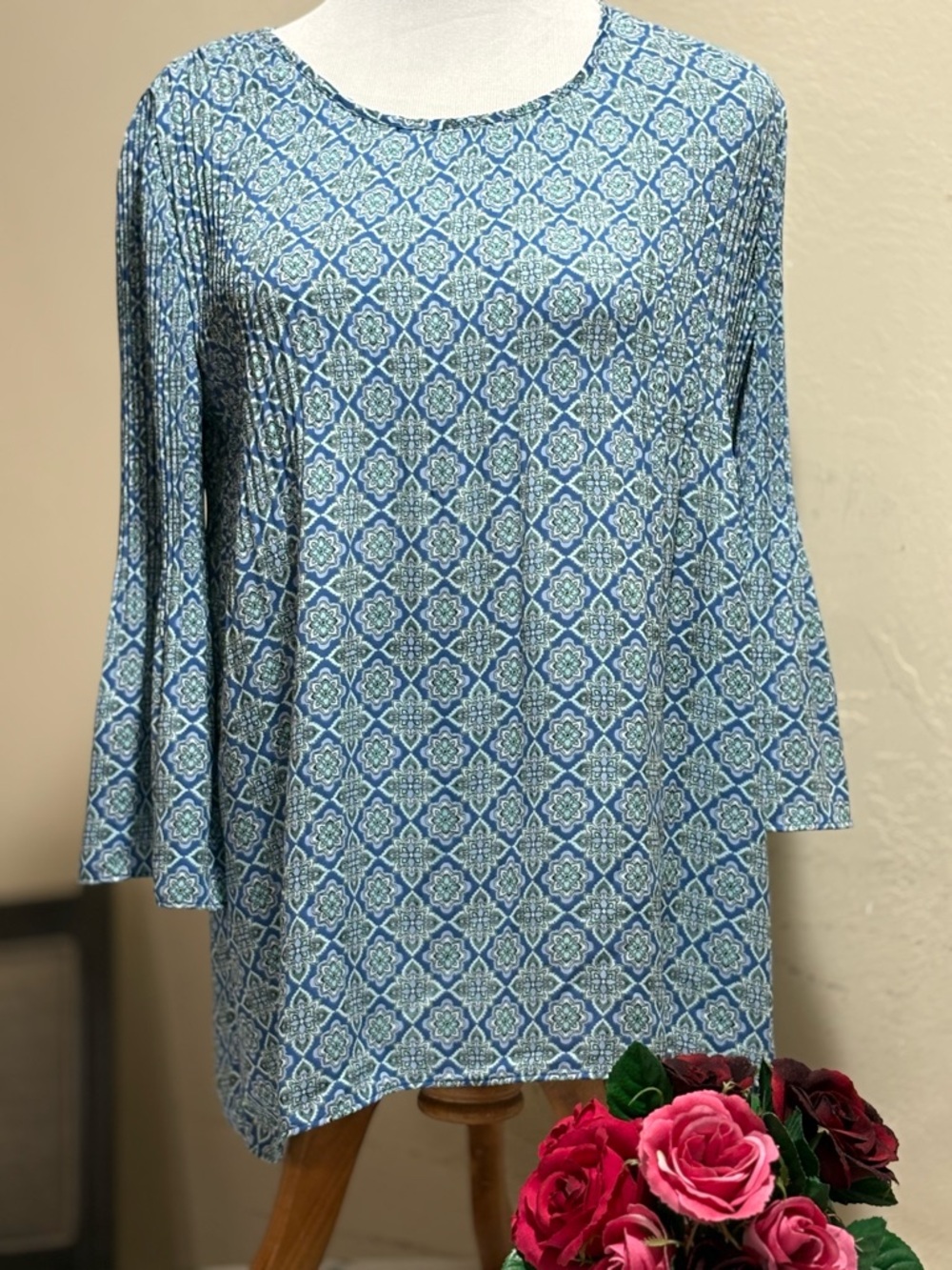 J. Jill Blue and Aqua Paisley-Print Tunic